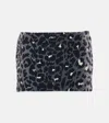 ALEX PERRY LEOPARD-PRINT VELVET MINISKIRT