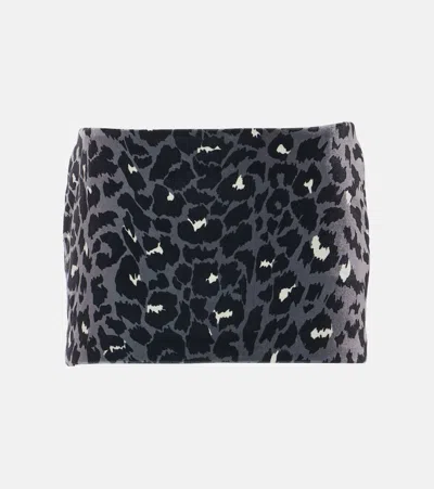 Alex Perry Leopard-print Velvet Miniskirt In Multicoloured