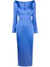Alex Perry Linden Wrap-effect Satin-crepe Midi Dress In Blue