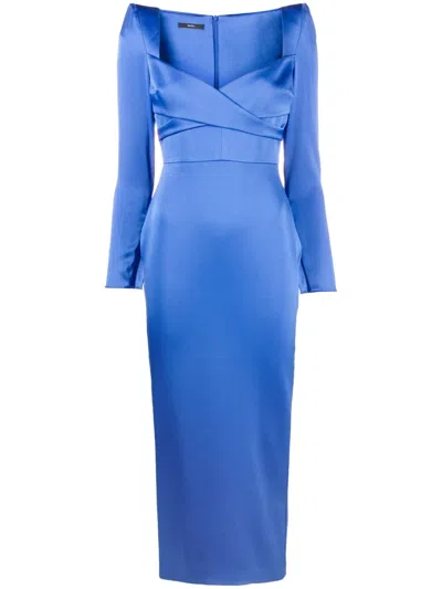ALEX PERRY LINDEN SATIN MIDI DRESS