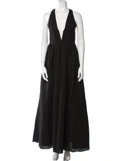 Pre-owned Alex Perry Linen Long Dress In Black