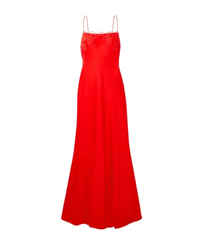 Alex Perry Lace-trimmed Satin-crepe Gown In Red