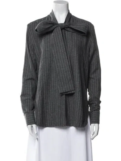 Pre-owned Alex Perry Long Sleeve Button-up Top W/ Tags In Gray