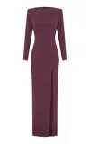 Alex Perry Long-sleeve Column Crepe Gown In Purple