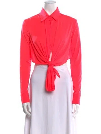 Pre-owned Alex Perry Long Sleeve Crop Top W/ Tags In Pink