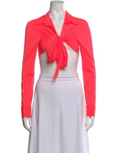 Pre-owned Alex Perry Long Sleeve Crop Top W/ Tags In Pink