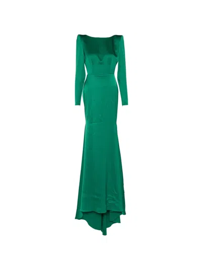 Alex Perry Long Sleeves Fishtail Gown In Green