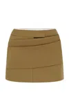 Alex Perry Low-rise Cotton Mini Skirt In Khaki