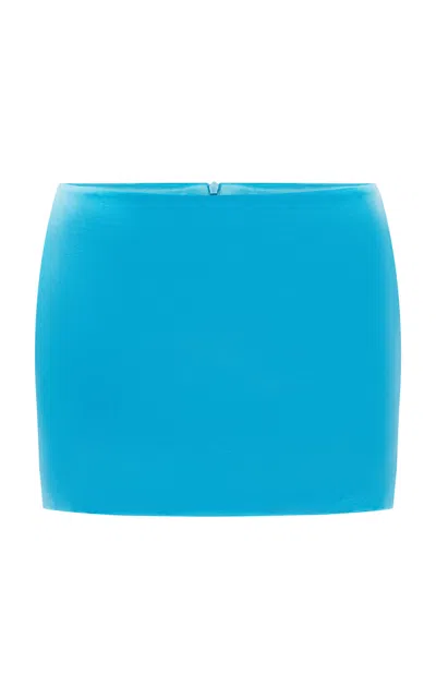 Alex Perry Low Rise Duchess Satin Mini Skirt In Blue