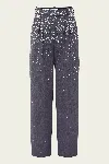 Alex Perry Low Rise Trouser Crystal Suiting In Slate Grey In Gray