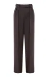 Alex Perry Low Rise Wool-blend Straight-leg Pants In Brown