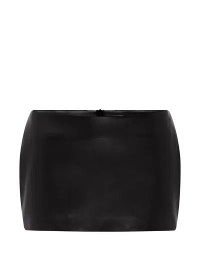 Alex Perry Low-rise Leather Mini Skirt In Black