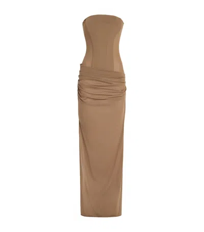 Alex Perry Mesh Corset Maxi Dress