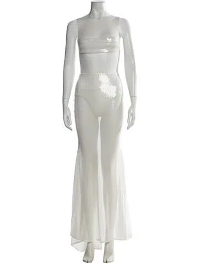 Pre-owned Alex Perry Mesh Long Dress In Neutral
