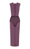 Alex Perry Mesh Midi Dress In Burgundy