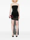 Alex Perry Mesh-panel Draped Asymmetrical Dress In Black