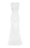 Alex Perry Mesh-paneled Sequined Gown In White