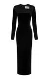 Alex Perry Mesh-paneled Velvet Maxi Dress In Black