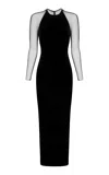 Alex Perry Mesh-paneled Velvet Maxi Dress In Black