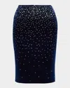 Alex Perry Midi Skirt In Crystal Velvet In Midnight