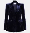 Alex Perry Double-breasted Velvet Blazer In Midnight
