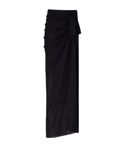 Alex Perry Tie-detailed Gathered Jersey Maxi Skirt In Multi