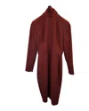 Alex Perry Mock Neck Dress In Burgundy Triacetate In Red