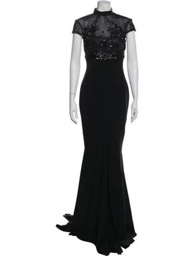Pre-owned Alex Perry Mock Neck Long Dress In Black