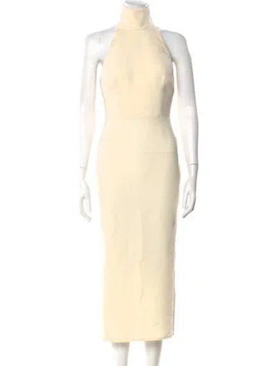 Pre-owned Alex Perry Mock Neck Long Dress In Neutral