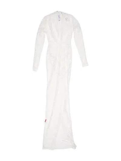 Pre-owned Alex Perry Mock Neck Long Dress W/ Tags In White