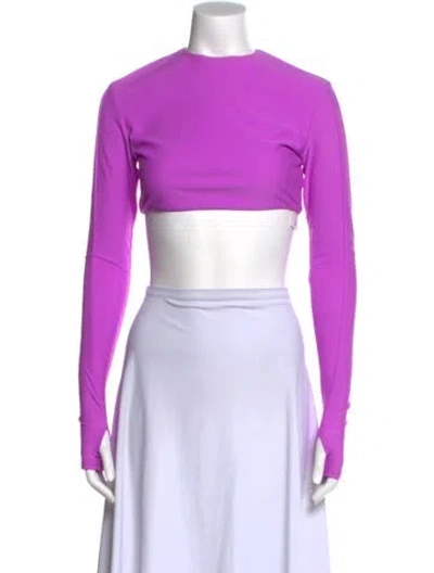 Pre-owned Alex Perry Mock Neck Long Sleeve Crop Top In Purple