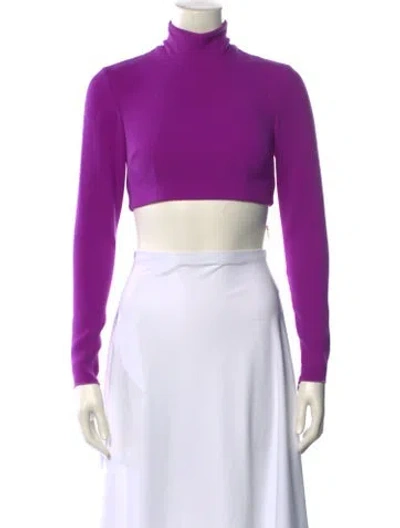 Pre-owned Alex Perry Mock Neck Long Sleeve Crop Top In Purple