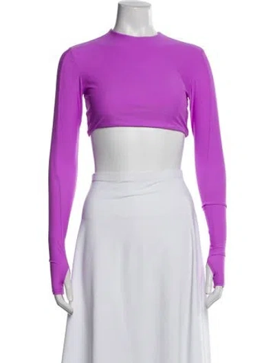 Pre-owned Alex Perry Mock Neck Long Sleeve Crop Top In Purple