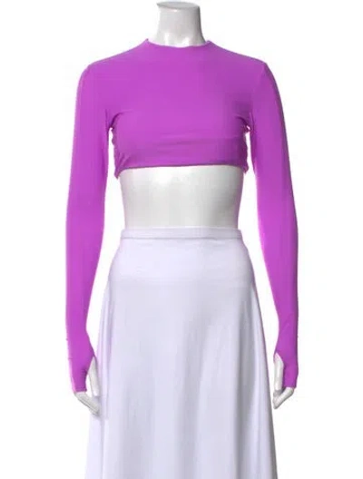 Pre-owned Alex Perry Mock Neck Long Sleeve Crop Top In Purple
