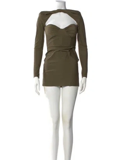 Pre-owned Alex Perry Mock Neck Mini Dress In Green