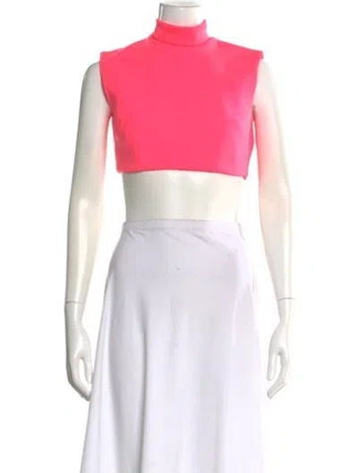 Pre-owned Alex Perry Mock Neck Sleeveless Crop Top In White