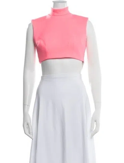 Pre-owned Alex Perry Mock Neck Sleeveless Crop Top In White
