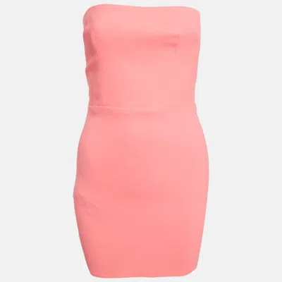 Alex Perry Neon Pink Stretch Crepe Strapless Mini Dress