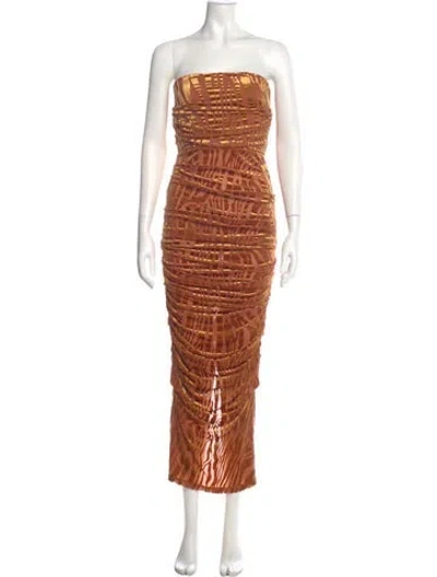 Pre-owned Alex Perry Nylon Midi Length Dress In Brown