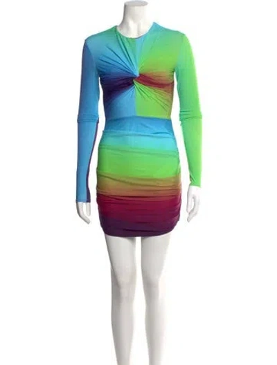Pre-owned Alex Perry Nylon Mini Dress In Blue/burgundy/green