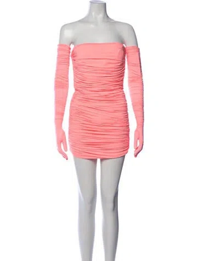 Pre-owned Alex Perry Nylon Pleated Accents Dress Set In Pink