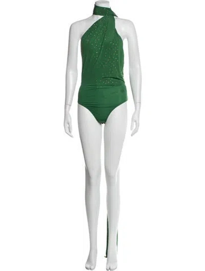 Pre-owned Alex Perry Nylon Printed Bodysuit In Green