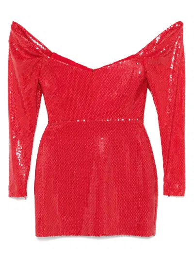 Alex Perry Off-shoulder Draped Mini Dress In Red