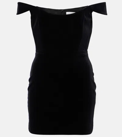 Alex Perry Off-shoulder Velvet Bustier Dress In Black