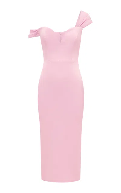 Alex Perry Off-the-shoulder Corseted Satin Midi Dress