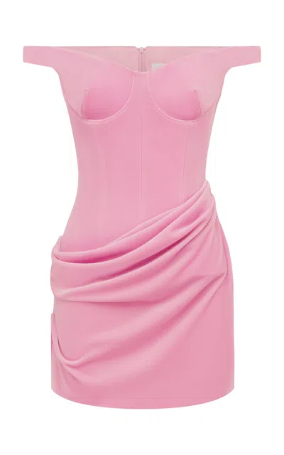 Alex Perry Off-the-shoulder Draped Velvet Mini Dress