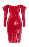Alex Perry Off-the-shoulder Sequined Gown In Red