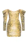 Alex Perry Off-the-shoulder Sequined Mini Dress In Animal