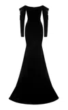 Alex Perry Off-the-shoulder Velvet Gown In Black