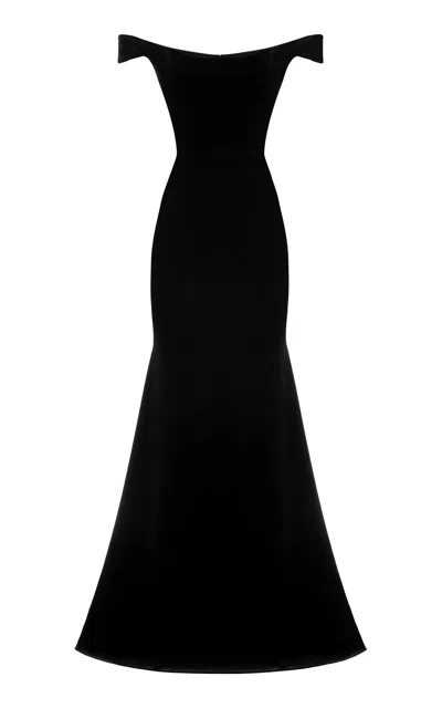 Alex Perry Off-the-shoulder Velvet Gown In Black